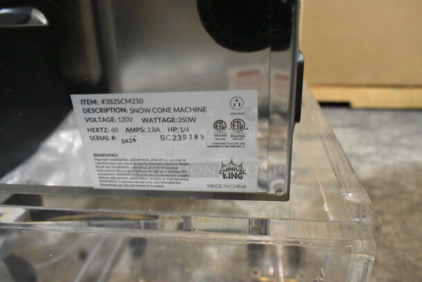 BRAND NEW SCRATCH AND DENT! Carnival King 382SCM250 Sno Cone Ice Machine. 120 Volts, 1 Phase. Tested and Working!  - Image 9 of 9
