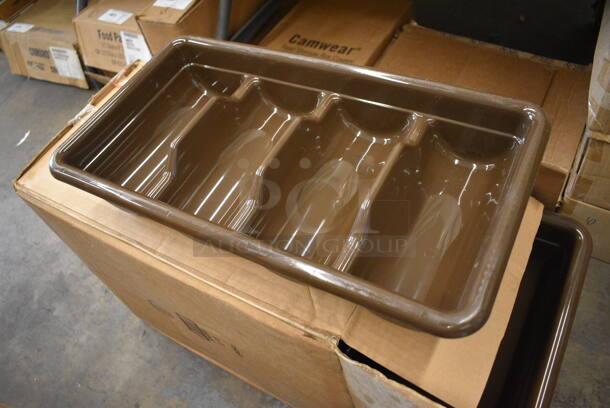 ALL ONE MONEY! Lot of 12 BRAND NEW IN BOX! Cambro Brown Poly 4 Compartment Silverware Caddies. 11.5x20.5x3.5 - Image 2 of 3