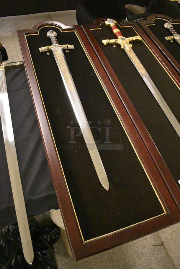 BREATHTAKING! Sword of King Richard Lionheart by Marto Toledo With Stainless Steel Blade and Engravings In 24K Gold. Comes with Sword Display Case! - Image 2 of 7