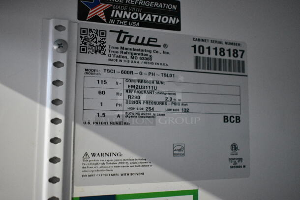 2021 True TSCI-600R-G-PH Metal Commercial Single Door Reach In Cooler Merchandiser. 115 Volts, 1 Phase. Tested and Working! - Image 5 of 6