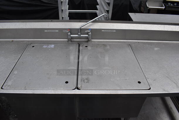 Stainless Steel Commercial 2 Bay Sink w/ Faucet and Handles. 96x30x42. Bays 20x24x18, 20x24x14 - Image 4 of 10