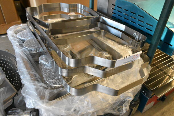 3 BRAND NEW SCRATCH AND DENT! Choice Economy 8 Qt. Full Size Stainless Steel Chafer with Folding Frame. 3 Times Your Bid!  - Image 3 of 6