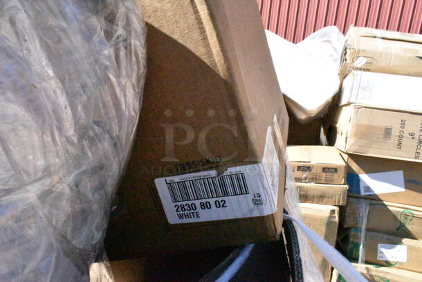 15 BRAND NEW Boxes Including 2 Box 129MCR24B Choice 24 oz. Black Round Microwavable Heavy Weight Container with Lid 7 1/4" - 150/Case, 50016W Choice 16 oz. White Poly Paper Hot Cup - 1000/Case. 15 Times Your Bid!  - Image 3 of 10