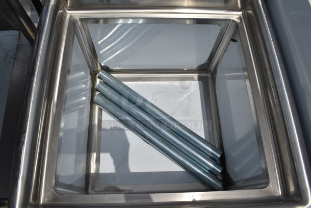 BRAND NEW SCRATCH AND DENT! Steelton 522CS11818N 23 1/2" 18-Gauge Stainless Steel One Compartment Commercial Sink without Drainboard - 18" x 18" x 12" Bowl. Missing 1 Leg.  - Image 3 of 5