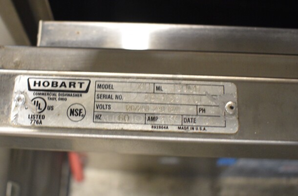 Hobart Model LXIH ENERGY STAR Stainless Steel Commercial Undercounter Hi Temp High Temperature Dishwasher. 120/208-240 Volts, 1 Phase. 24x26x34 - Image 4 of 7