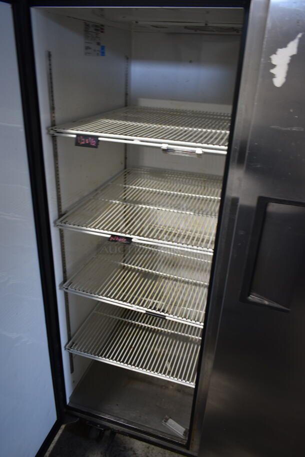 2014 True TG2R-2S ENERGY STAR Stainless Steel Commercial 2 Door Reach In Cooler w/ Poly Coated Racks on Commercial Casters. 115 Volts, 1 Phase. Tested and Working! - Image 5 of 8