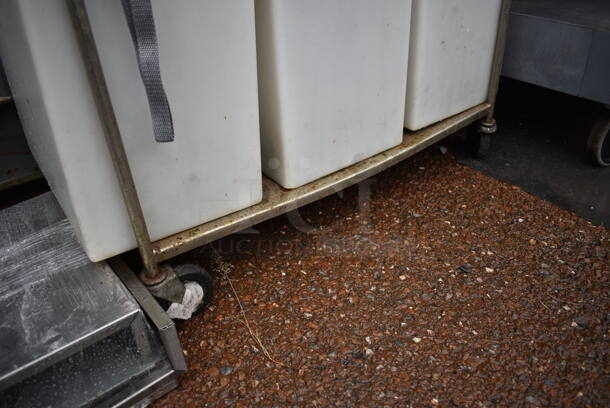 Metal Wire Cart w/ 3 White Poly Ingredient Bins on Commercial Casters. 31x15x28 - Image 4 of 4