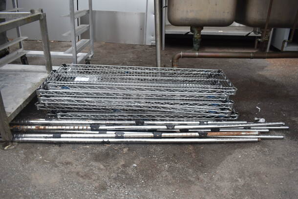 Commercial Steel Shelving Unit With Rods to Assemble 