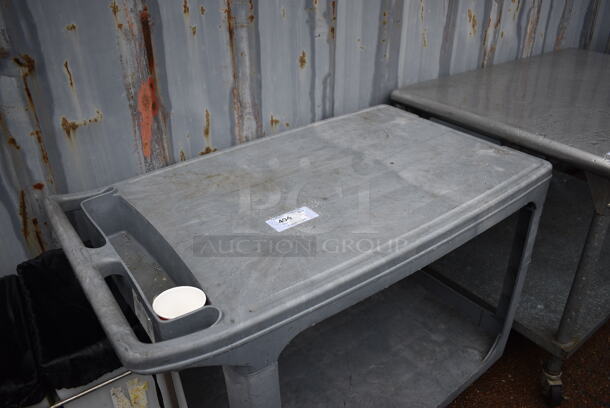 Gray Poly 2 Tier Cart w/ Push Handle on Commercial Casters. 45x25x33 - Image 3 of 4