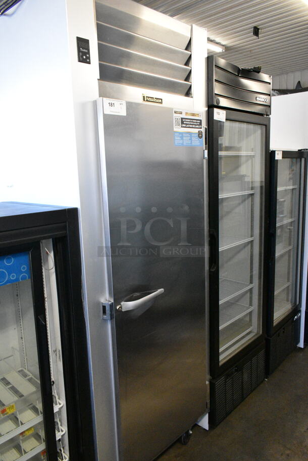 BRAND NEW SCRATCH AND DENT! 2023 Traulsen G10010 Stainless Steel Commercial Single Door Reach In Cooler w/ Poly Coated Racks on Commercial Casters. 115 Volts, 1 Phase. Tested and Working! - Image 3 of 7