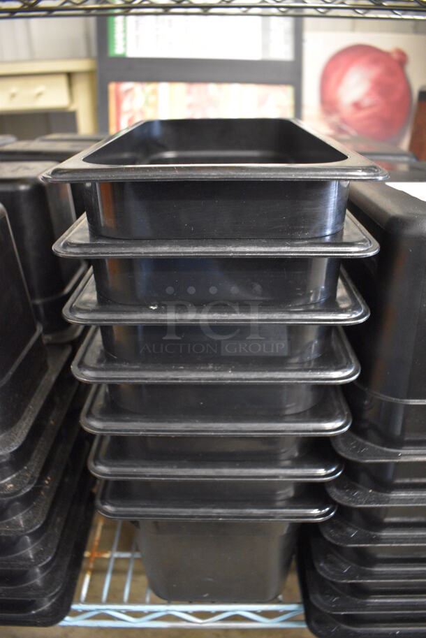 ALL ONE MONEY! Lot of 25 Cambro Black Poly 1/3 Size Drop In Bins! 1/3x6