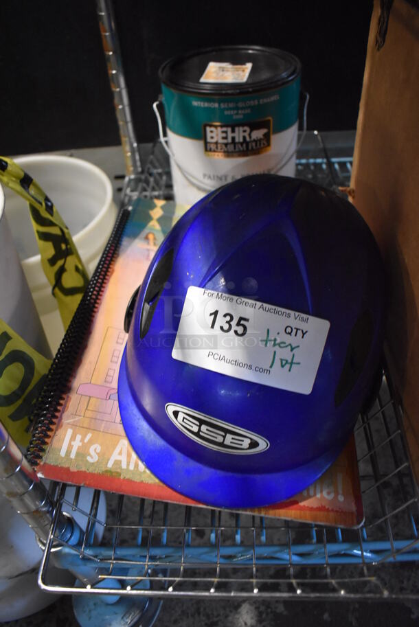 ALL ONE MONEY! Tier Lot of Various Items Including Plastic Lids, Coffee Pot, Hard Hat and Metal Bins - Image 8 of 9