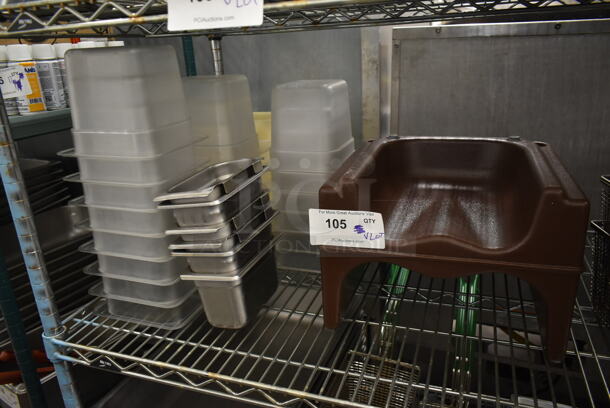 ALL ONE MONEY! Lot of Various Items Including Brown Poly Booster Seat and Drop In Bins - Image 1 of 3