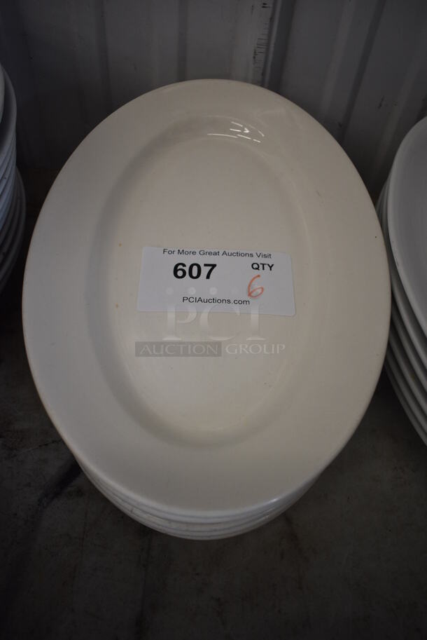 6 White Ceramic Oval Plates. 13.5x9x1. 6 Times Your Bid!