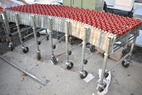 Nestaflex 226 Metal Roller Expandable Conveyor Belt on Commercial Casters. 