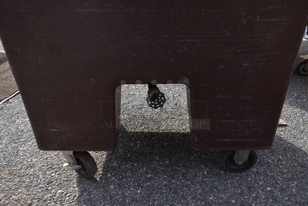 Cambro Brown Poly Insulated Ice Bin w/ Lid and Contents on Commercial Casters.  - Image 3 of 4