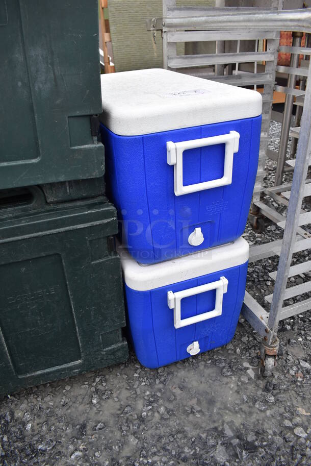 2 Coleman Blue and White Poly Insulated Portable Cooler. 25x14x15. 2 Times Your Bid! - Image 2 of 8