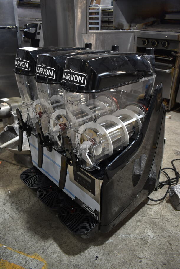 BRAND NEW SCRATCH AND DENT! Narvon NSSM3 Stainless Steel Commercial Countertop Triple 3 Gallon Pourover Granita / Slushy / Frozen Beverage Dispenser. 115 Volts, 1 Phase. Tested and Working! - Image 5 of 7