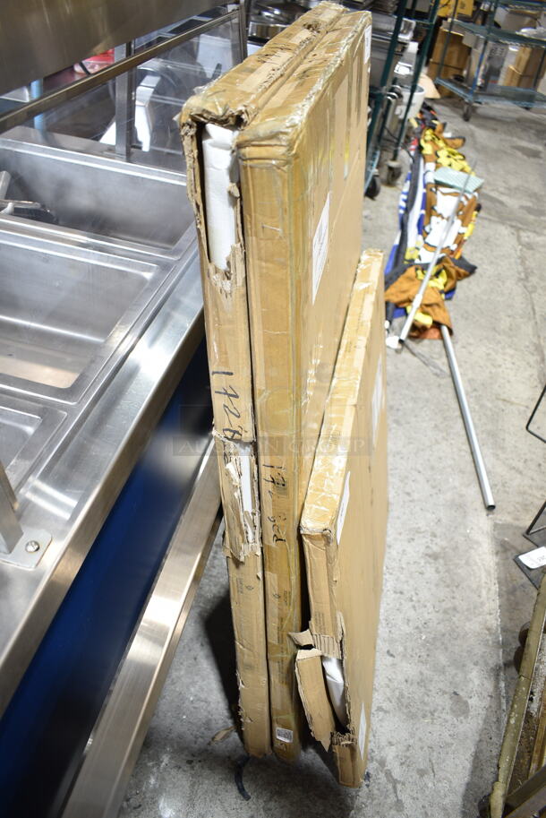 2 BRAND NEW SCRATCH AND DENT! Lancaster Table & Seating 1643048TFGRY 30" x 48" Rectangular Thermo-Formed MDF Table Top with Gray Wood Finish. 2 Times Your Bid! - Image 2 of 5