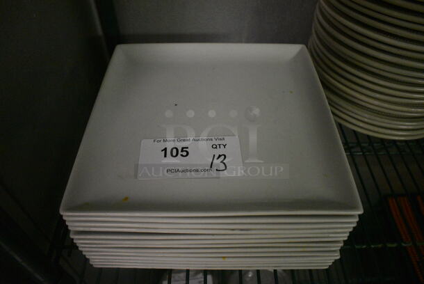13 White Ceramic Square Plates. 10x10x0.5. 13 Times Your Bid! (kitchen) - Image 1 of 3