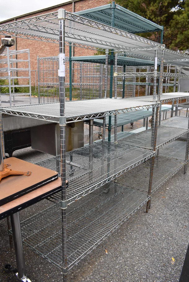 Chrome Finish 4 Tier Wire Shelving Unit. BUYER MUST DISMANTLE. PCI CANNOT DISMANTLE FOR SHIPPING. PLEASE CONSIDER FREIGHT CHARGES. 48x24x63 - Image 2 of 2