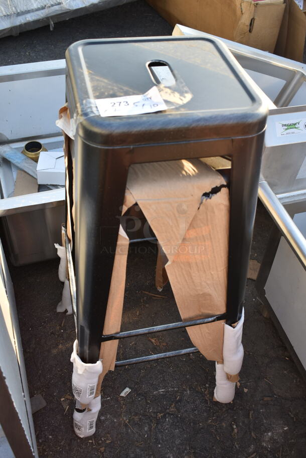 2 BRAND NEW SCRATCH AND DENT! Lancaster Table & Seating 164BMBKLSBKD Alloy Series Distressed Black Outdoor Backless Barstool. 2 Times Your Bid! - Image 2 of 4
