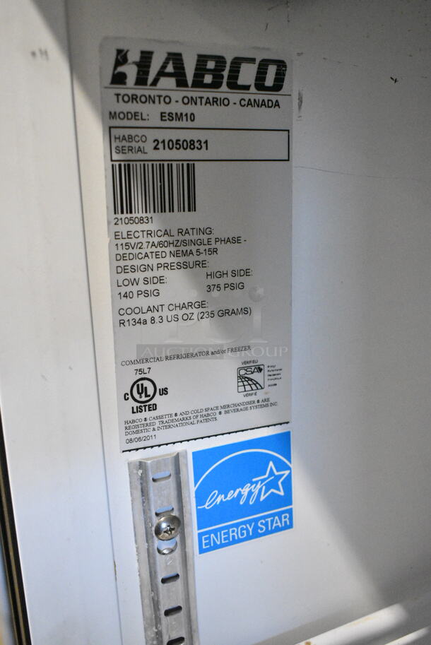 2021 Habco ESM10 ENERGY STAR Metal Commercial Single Door Reach In Cooler Merchandiser w/ Poly Coated Racks. 115 Volts, 1 Phase. Tested and Working! - Image 4 of 4