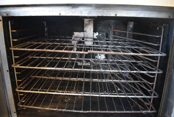 2 Hobart Stainless Steel Commercial Natural Gas Powered Full Size Convection Oven w/ Solid Doors, Metal Oven Racks and Thermostatic Controls on Commercial Casters. 40x33x69.5. 2 Times Your Bid! - Image 8 of 10