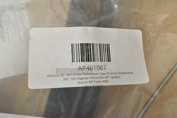 3 BRAND NEW SCRATCH AND DENT! Items Including AP461067 AllPoints 46-1067 4-Pole Thermostat; Type: D1/D18; Temperature 200 - 550 Degrees Fahrenheit; 48" Capillary, 3974267W Heatcraft 4267W Defrost Term Switch, HPGS26639 Alto-Shaam GS-26639 Gasket. 3 Times Your Bid!  - Image 4 of 8
