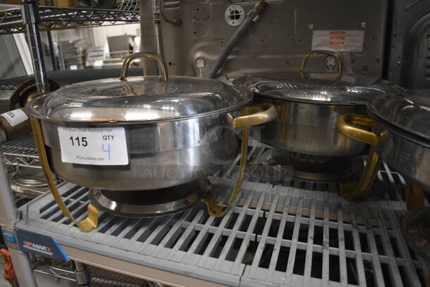 4 Metal Chafing Dish Frames w/ 4 Drop Ins and 4 Lids. 19x15.5x12. 4 Times Your Bid! - Image 4 of 5