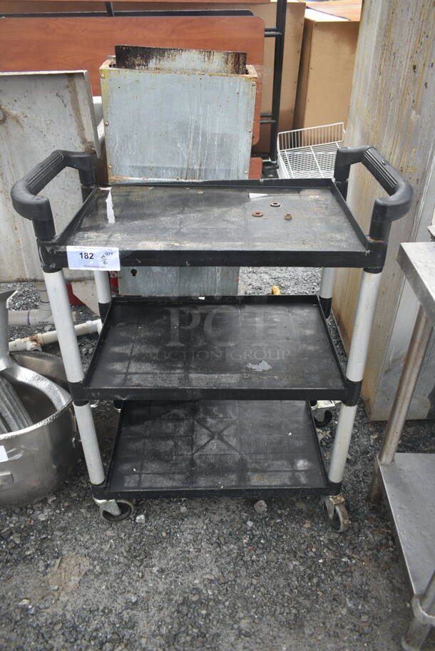 Black Poly 3 Tier Cart w/ Push Handles on Commercial Casters. - Image 1 of 5