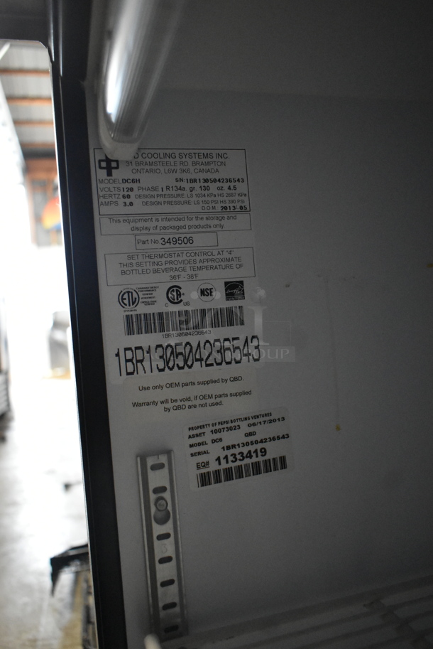 QBD DC6H ENERGY STAR Metal Commercial Single Door Mini Cooler Merchandiser w/ Poly Coated Racks. 120 Volts, 1 Phase. Cannot Test Due To Damaged Plug - Image 4 of 4