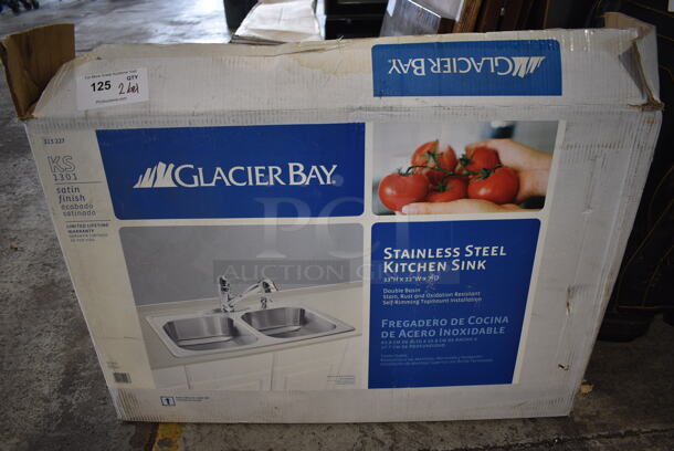 2 BRAND NEW IN BOX! Glacier Bay Stainless Steel 2 Bay Drop In Sink. 33x22x7. Bays 14x16x6. 2 Times Your Bid!