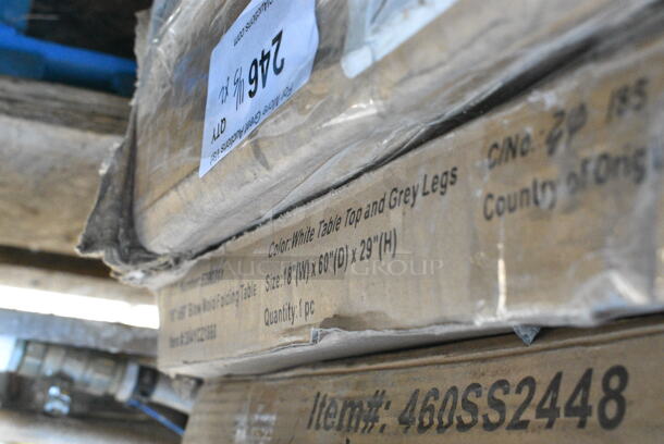 BRAND NEW SCRATCH AND DENT! White Folding Table. 18x60x29 - Image 2 of 3