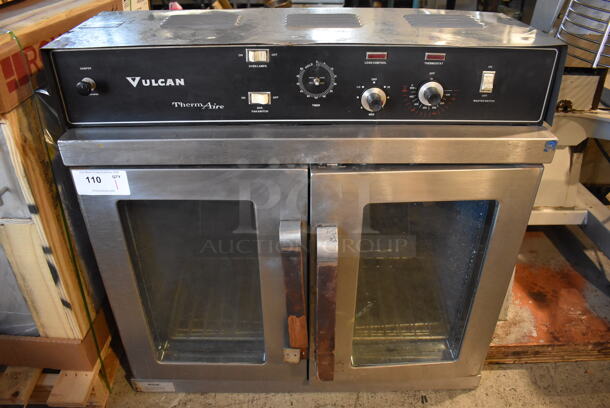 Vulcan ThermAire ET8 Stainless Steel Commercial Electric Powered Full Size Convection Oven w/ View Through Doors, Metal Oven Racks and Thermostatic Controls. 208 Volts, 3 Phase. 36x30x35