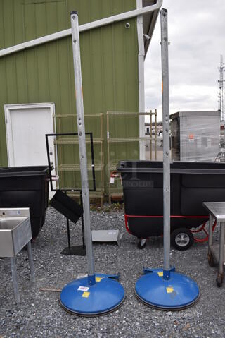 2 MacGregor Blue and Chrome Metal Net Poles. 24x24x100. 2 Times Your Bid!