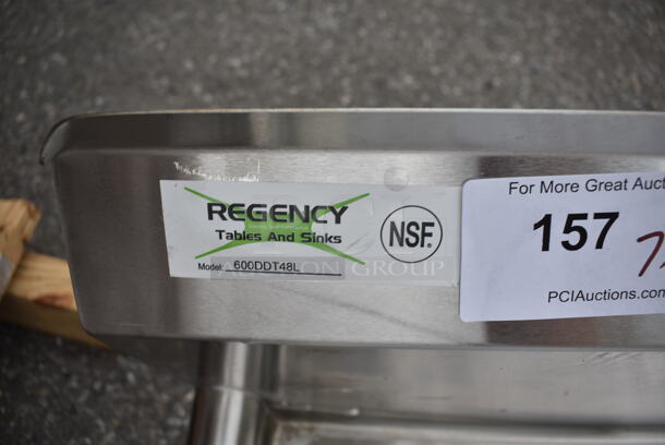 BRAND NEW SCRATCH AND DENT! Regency 600DDT48L 16 Gauge 4' Soiled / Dirty Dish Table - Left Drainboard. No Legs.  - Image 6 of 6