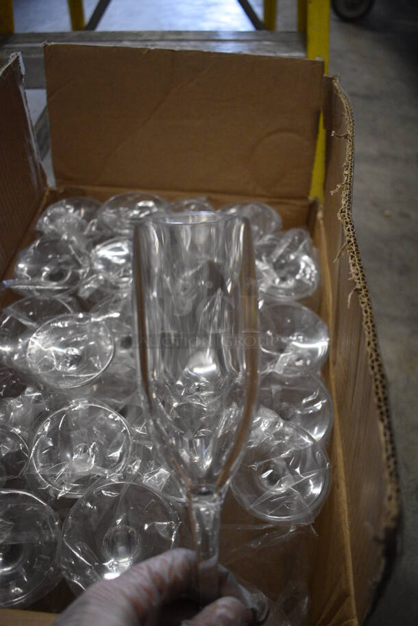 ALL ONE MONEY! Lot of 24 Clear Poly Champagne Flute Glasses. 2.5x2.5x8 - Image 3 of 3