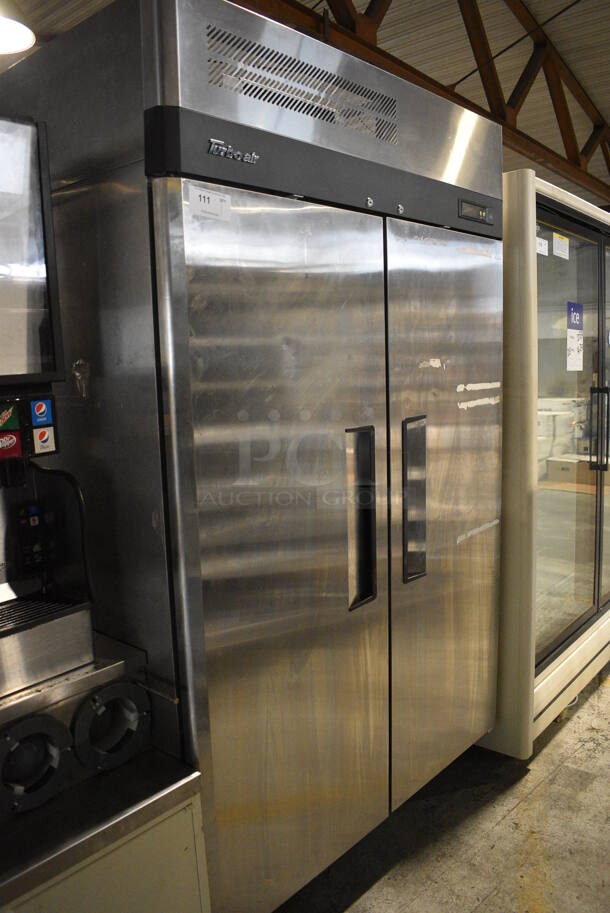 Turbo Air Model M3F47-2 Stainless Steel Commercial 2 Door Reach In Freezer w/ Poly Coated Racks on Commercial Casters. 115 Volts, 1 Phase. 52x32x84. Tested and Working! - Image 2 of 6