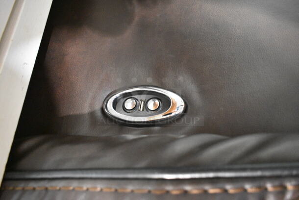 Brown Leather Style 3 Section Couch.  - Image 8 of 10