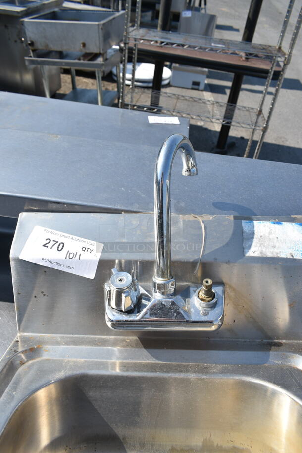 Stainless Steel Single Bay Wall Mount Sink w/ Faucet and Handles.  - Image 3 of 5