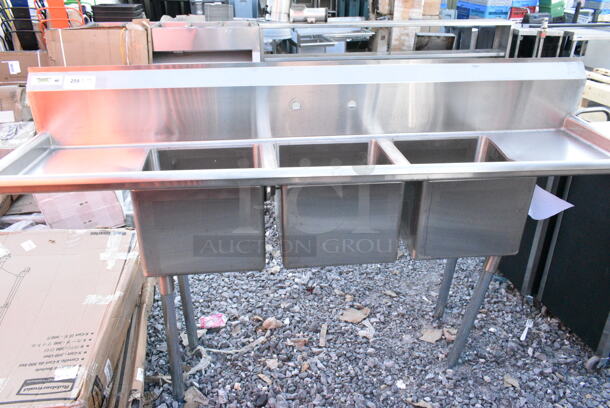 BRAND NEW SCRATCH AND DENT! Regency 600S31515215 Stainless Steel Commercial 3 Bay Sink w/ Dual Drain Boards. Bays 15x15x12. Drain Boards 13x17 - Image 1 of 3