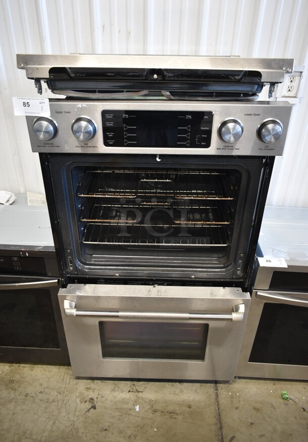 JennAir Maytag JJW9830DDP Stainless Steel Commercial Electric Powered Double Stack Oven. Door Needs To Be Attached. 120/208-240 Volts.  - Image 1 of 7