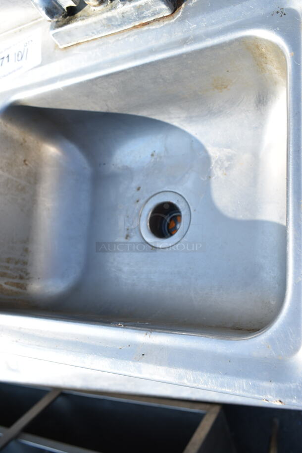 Stainless Steel Single Bay Wall Mount Sink w/ Faucet and Handles.  - Image 5 of 6