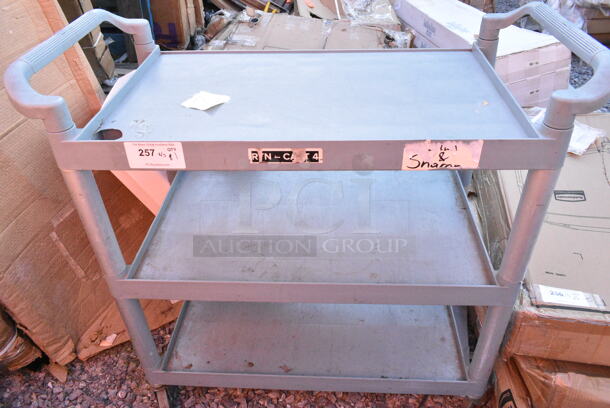 Gray Poly 3 Tier Cart on Commercial Casters.  - Image 1 of 3