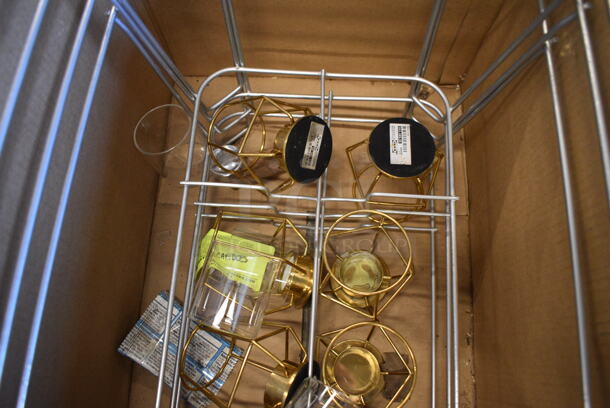 ALL ONE MONEY! Lot of 3 Metal Chafing Dish Frames and Gold Finish Tea Light Holders - Image 4 of 4