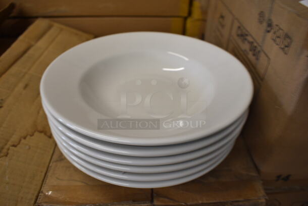 30 BRAND NEW IN BOX! Tuxton ALD-090 White Ceramic Pasta Plates. 9x9x2. 30 Times Your Bid!