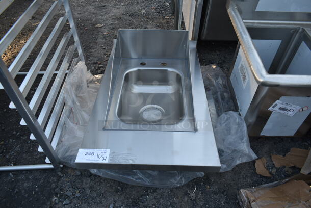 BRAND NEW SCRATCH AND DENT! Stainless Steel Commercial Single Bay Sink and Metal Under Shelf.