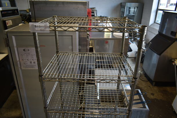 Chrome Finish 6 Tier Wire Shelving Unit on Commercial Casters. BUYER MUST DISMANTLE. PCI CANNOT DISMANTLE FOR SHIPPING. PLEASE CONSIDER FREIGHT CHARGES. - Image 4 of 4
