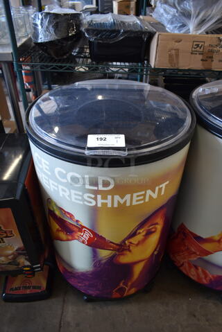 Metal Commercial Portable Drink Ice Cooler Merchandiser on Casters.